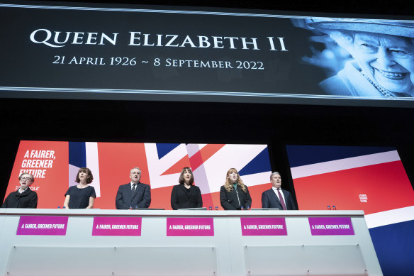 The Queen is looming large over the Labour Party conference.