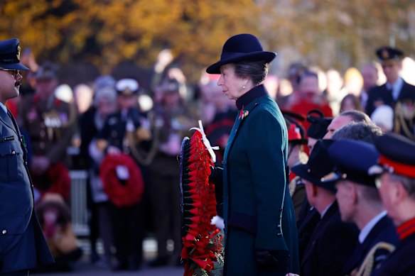 The Princess Royal lays a wreath at a Dawn Service commemorating Anzac Day at the New Zealand Memorial at Hyde Park Corner, London.