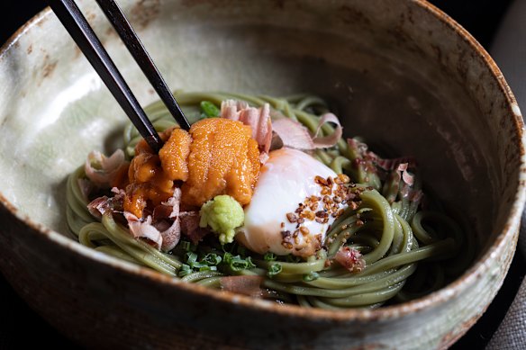 Soba noodles with sea urchin.