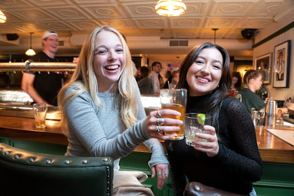 “You guys are so upfront and brash and honest”: Sophia Siegel (left) and friend Amelia O’Keefe said they loved hanging out with Australians.