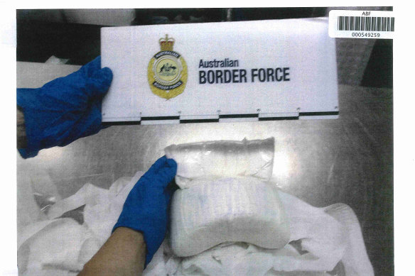 One of the packages of drugs intercepted by authorities.