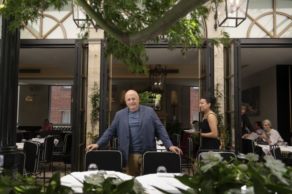 Chris Lucas on Friday on the terrace of his Bourke Street restaurant Maison Batard.