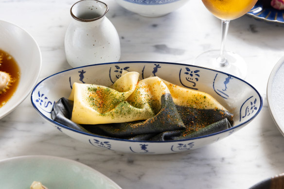 Go-to dish: Open lasagne with yellowfin tuna, king prawns and radicchio.