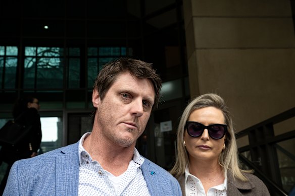 Michael and Jayde Davey leaving the Melbourne Magistrates’ Court on Wednesday.