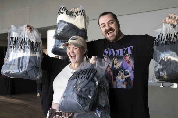 Pierre Milkins and Millie Porter together spent $2100 on Swift merch at Crown’s special pop-up.