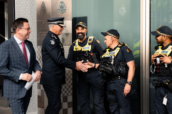 Police chief Mike Bush and police minister Anthony Carbines announced the $93 million boost on Wednesday