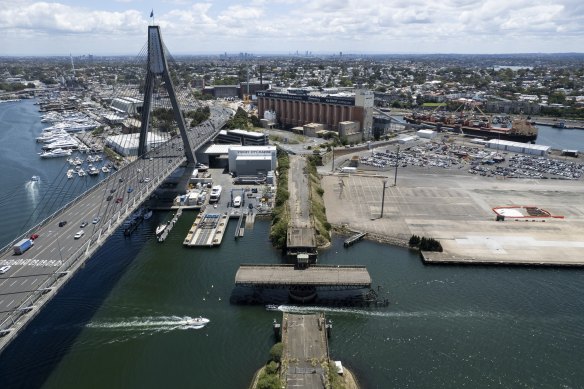 The marinas (left of the bridge) and the industrial ports (right of the bridge) are both part of the review.