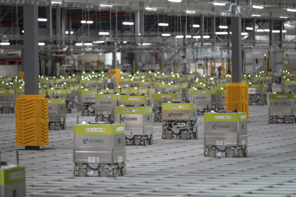 “The hive” at the Coles customer fulfilment centre, where robots collect products at great speed.