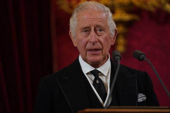 King Charles III speaks during his proclamation ceremony at the Accession Council in London.