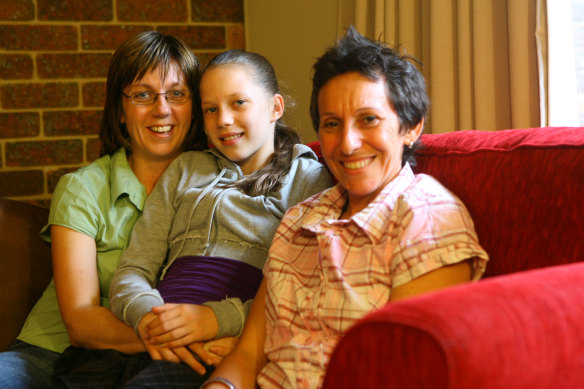 Harding with mums Vicki Harding, left and Jackie Braw, shortly after the <i>Play School</i> episode.