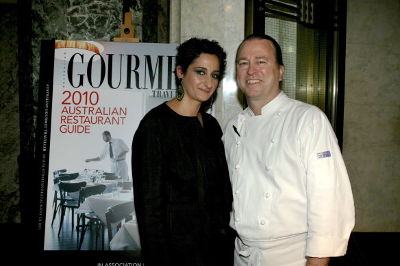 Anthea Loucas Bosha with chef Neil Perry at a Gourmet Traveller event in 2009. 