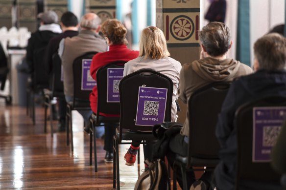 The number of available appointments for AstraZeneca, only about 400, was much less than the number of people booked in to get Pfizer at the same facility, at around 2000, according to staff onsite.