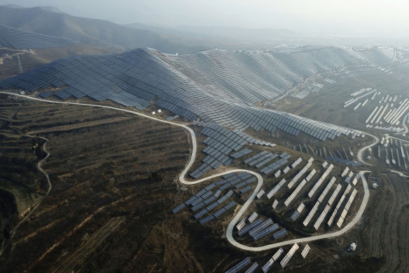 A solar farm in Shanxi province: China’s need for the metals essential to the renewable energy revolution is only going to grow.