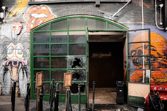 Bar Bambi in the hours after the arson attack on April 25.