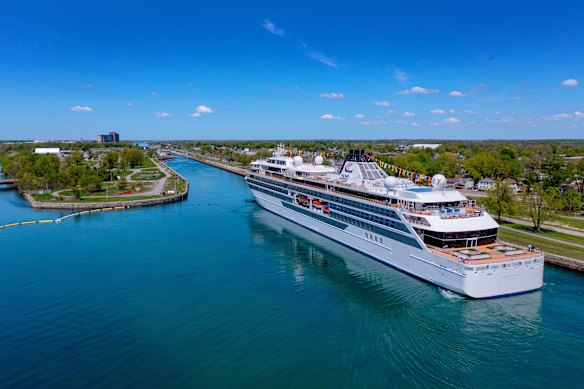 Viking Octantis on the Welland Canal between lakes Erie and Ontario.