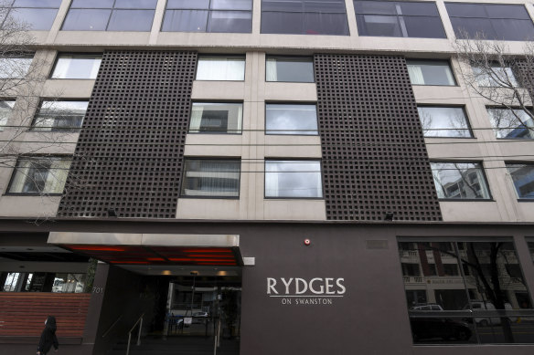 The Rydges on Swanston became a 'hot' hotel that hosted COVID-positive travellers from other hotels.