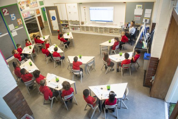 Children on the first day of school at Charles Dickens Primary in London, September 2020. Doctors are braced for a rise in infections when the 2021 school year begins this month.