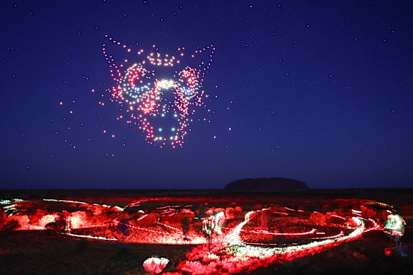 Wintjiri Wiru uses 1200 drones, along with laser and light projections, to tell part of the Anangu chapter of the Mala ancestral story.
