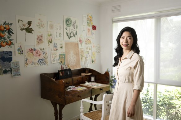 Artist Lydia Chen in her Melbourne studio.
