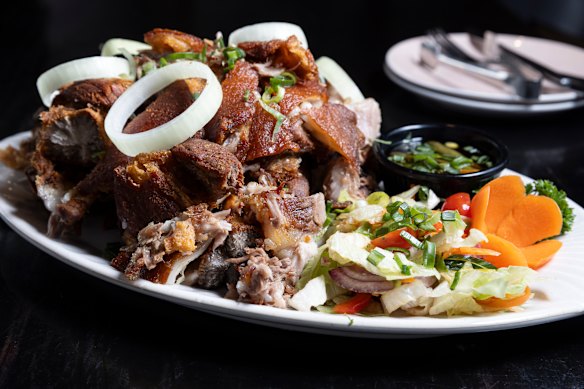 Crispy pata (deep-fried pork hock).