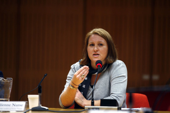 Julienne Nurse gives evidence at a parliamentary inquiry in 2008.