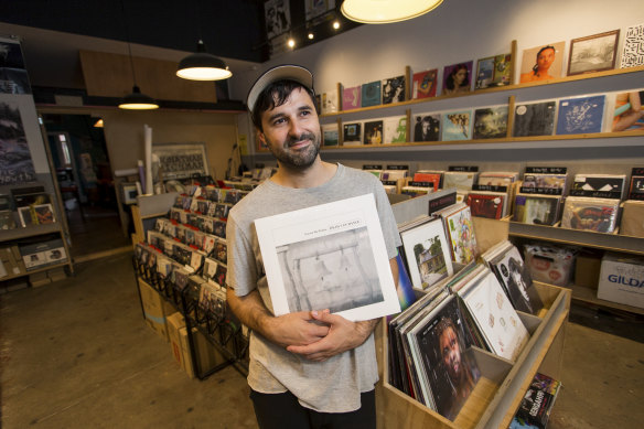 Owner of Polyester Records Simon Karis. The store in Fitzroy is closing its doors after nearly 40 years.