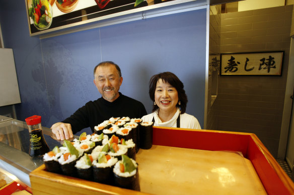 Toshihiro Shindo and wife Maiko opened Melbourne’s Sushi-Jin in 1995, the first lunchtime hand roll shop.