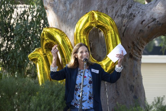 Linda Baird, CEO of Eucalypt Australia, celebrated the Sydney red gum’s 100th birthday on Sunday.