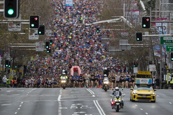 Williams St closed off in 2019, the last time participants ran the iconic CBD to Bondi course.
