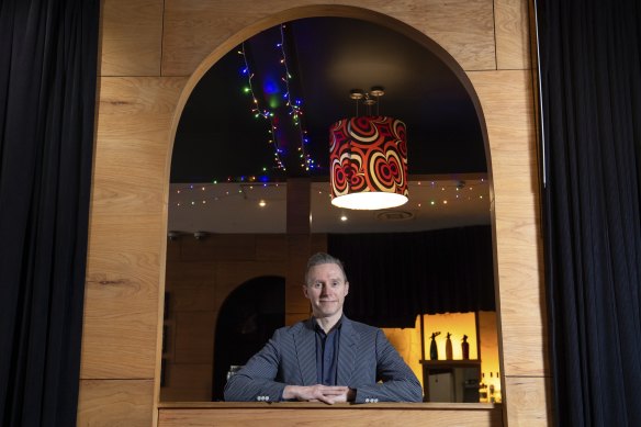Chief executive officer Kristian Connelly in the bar at Cinema Nova.