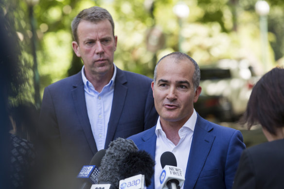 Victorian Education Minister James Merlino announcing the exemption with federal Education Minister Dan Tehan on Saturday.