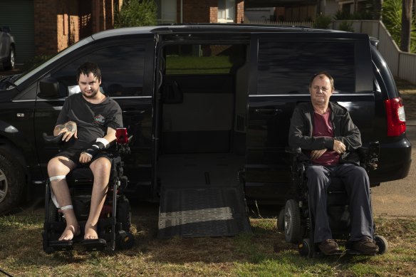 Father-and-son Gary and Andrew Sutton are both wheelchair-bound after being involved in truck accidents.