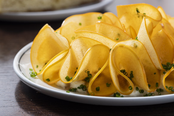 Go-to dish: Persimmon with stracciatella.