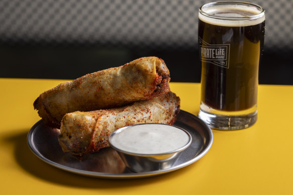 Goat spring rolls.