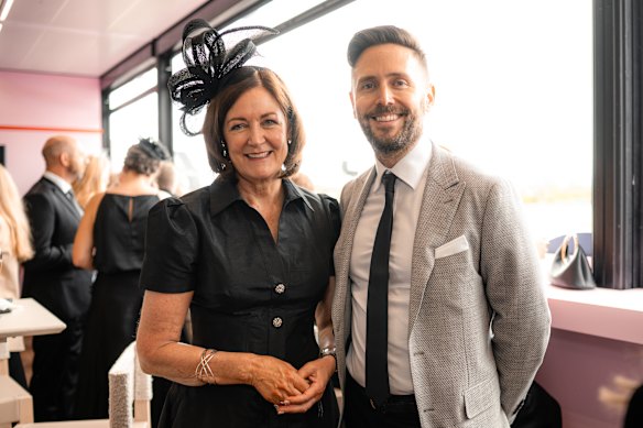 Liberal senator Sarah Henderson and Rory Grant from Nine in the Nine marquee.