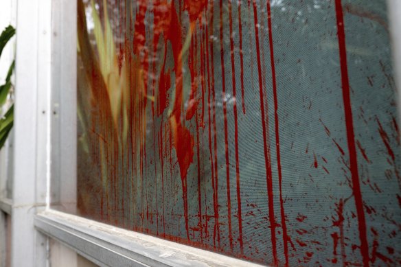 Melbourne University’s Baillieu Library was closed after the windows were sprayed with red paint in a pro-Palestine rally on Friday.