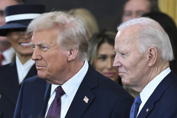 Donald Trump and Joe Biden in January, before the start of Trump’s inauguration.