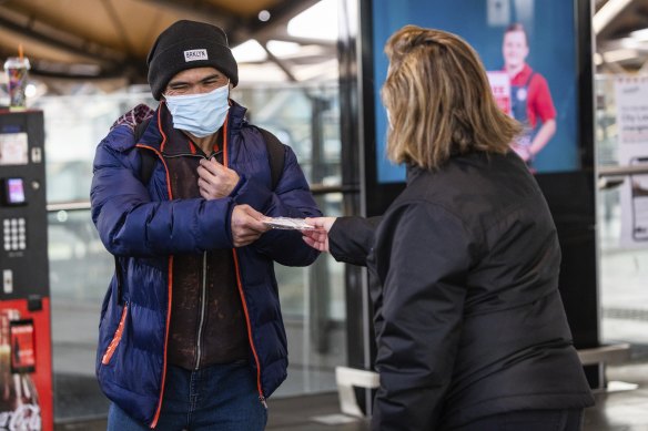 The Victorian government started handing out N95 and KN95 masks on Tuesday.