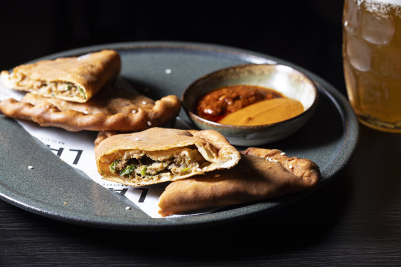 Shaphaley (fried flatbread stuffed with chicken mince and cabbage).