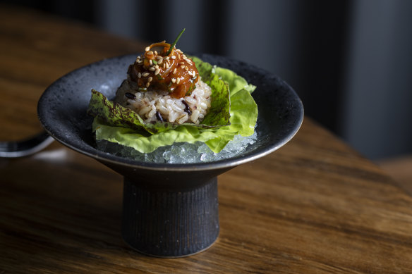 Doju’s salted calamari on seasoned rice.