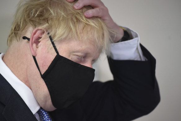 Prime Minister Boris Johnson during a visit to Tollgate Medical Centre in Beckton, east London on Friday.