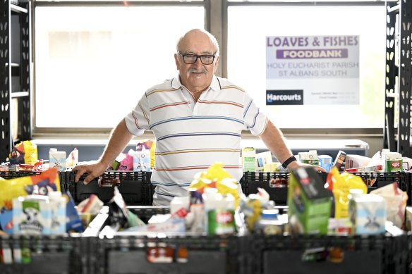 Carmelo “Charlie” Desira volunteers up to 30 hours a week delivering hampers and collecting, sorting and handing out food at the Loaves and Fishes food bank in St Albans.