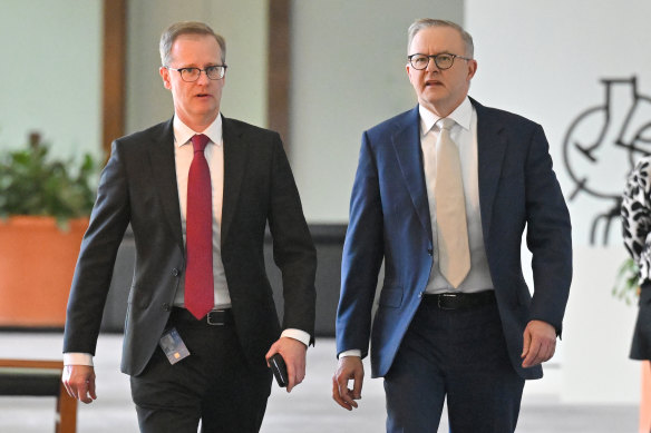 Prime Minister Anthony Albanese and his chief of staff, Tim Gartrell, in Parliament House last year.