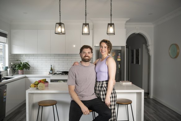 Laine and Harriet Delahunty in their renovated Pascoe Vale home.