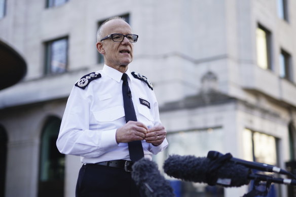 Metropolitan Police Commissioner Mark Rowley speaks to the media outside New Scotland Yard David Carrick was jailed in February.