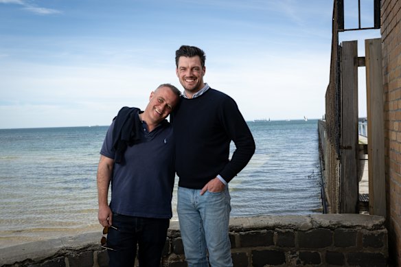 Liberal candidate for Goldstein Tim Wilson and husband Ryan Bolger.