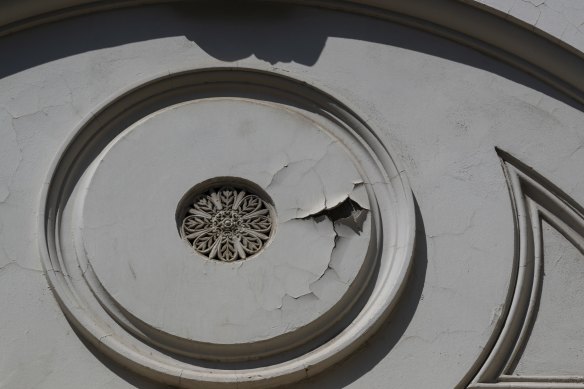 Sections of the Royal Exhibition Building in Melbourne are crumbling and flaking, and in need of urgent restoration.