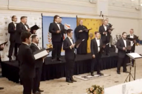 The Russian Orthodox Mens Choir performing at a 2020 event part-hosted by the Double Headed Eagle Society in Sydney.