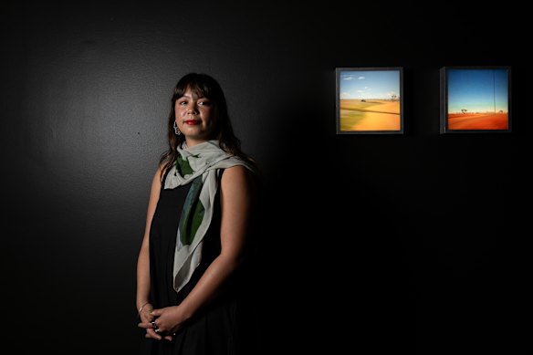 Jahkarli Felicitas Romanis was presented with the multimedia award at the National Aboriginal and Torres Strait Islander Art Awards.