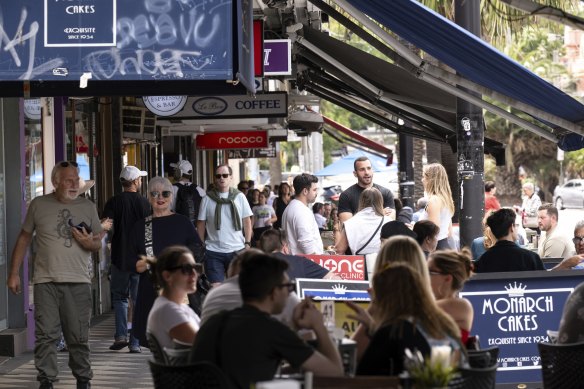 Acland Street drew in the crowds on Saturday.